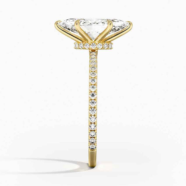 Hidden Halo Pavé Marquise Lab Diamond Engagement Ring