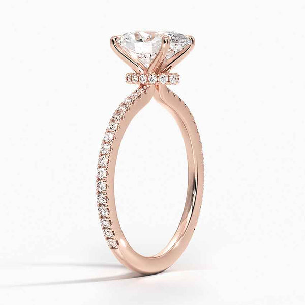 Hidden Halo Pavé Oval Lab Diamond Engagement Ring