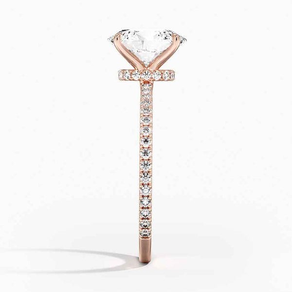 Hidden Halo Pavé Oval Lab Diamond Engagement Ring