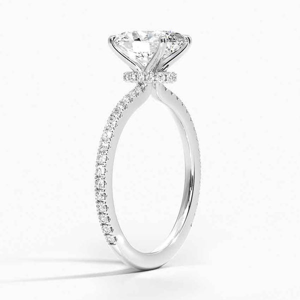 Hidden Halo Pavé Oval Lab Diamond Engagement Ring