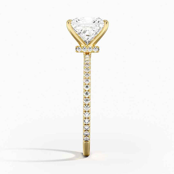 Hidden Halo Pavé Princess Lab Diamond Engagement Ring