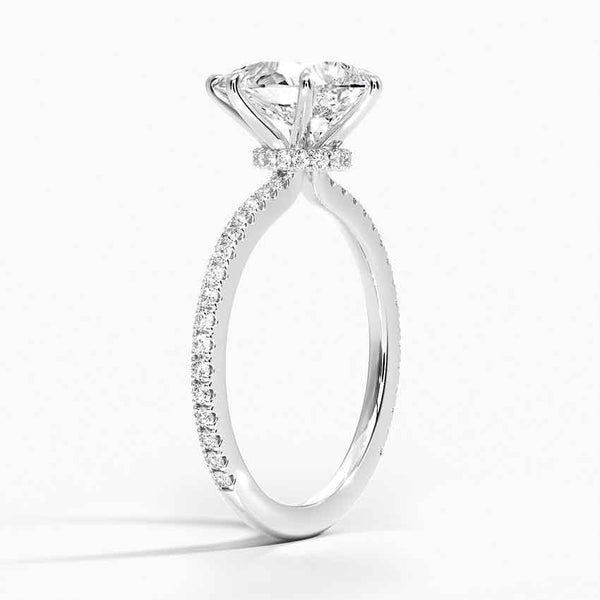 Hidden Halo Pavé Pear Lab Diamond Engagement Ring