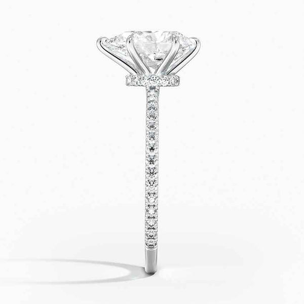 Hidden Halo Pavé Pear Lab Diamond Engagement Ring