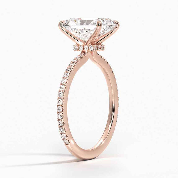Hidden Halo Pavé Radiant Lab Diamond Engagement Ring