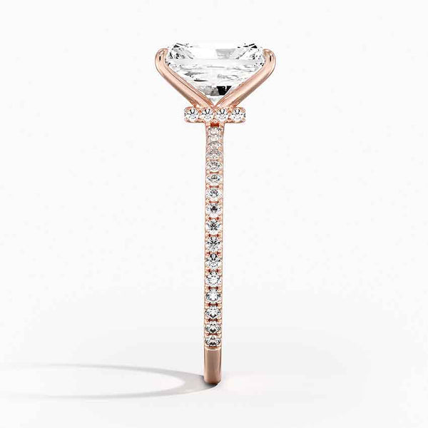 Hidden Halo Pavé Radiant Lab Diamond Engagement Ring