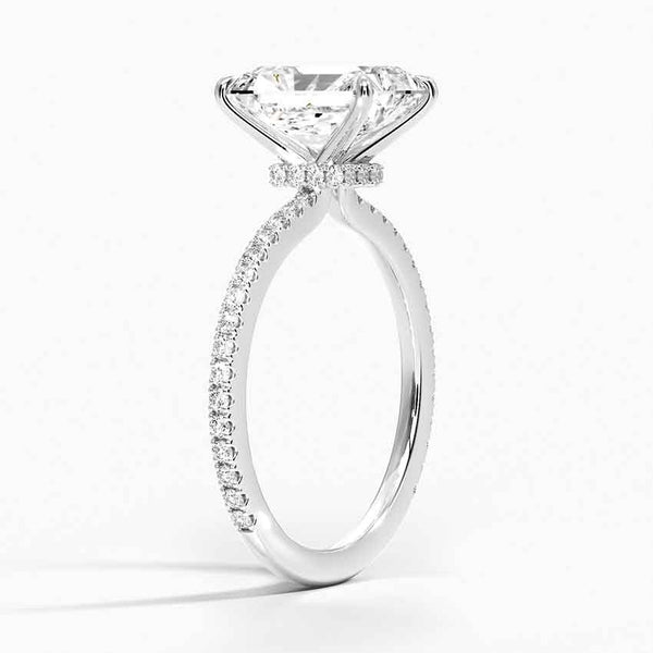 Hidden Halo Pavé Radiant Lab Diamond Engagement Ring
