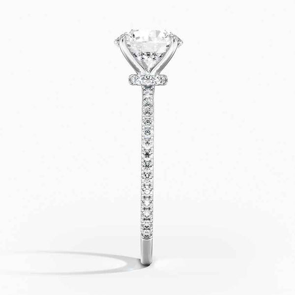 Hidden Halo Pavé Round Lab Diamond Engagement Ring