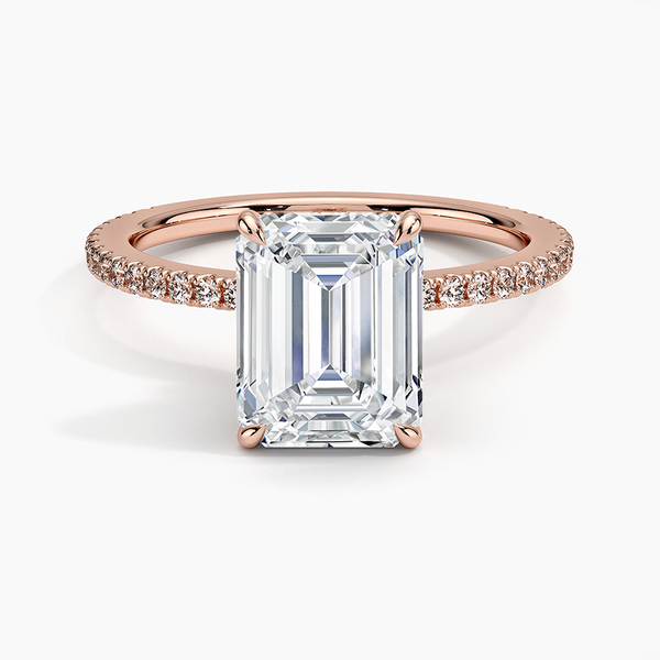 Hidden Halo Pavé Emerald Lab Diamond Engagement Ring