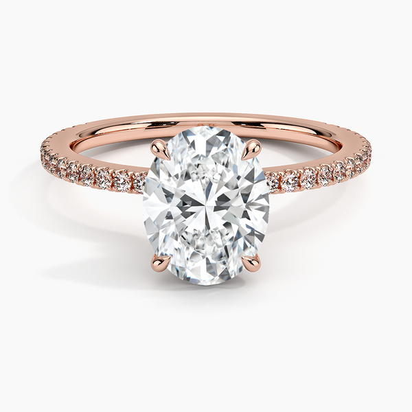 Hidden Halo Pavé Oval Lab Diamond Engagement Ring