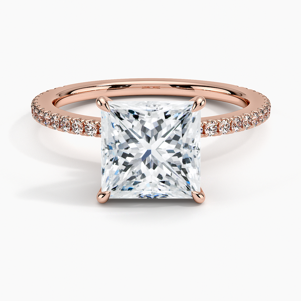Hidden Halo Pavé Princess Lab Diamond Engagement Ring
