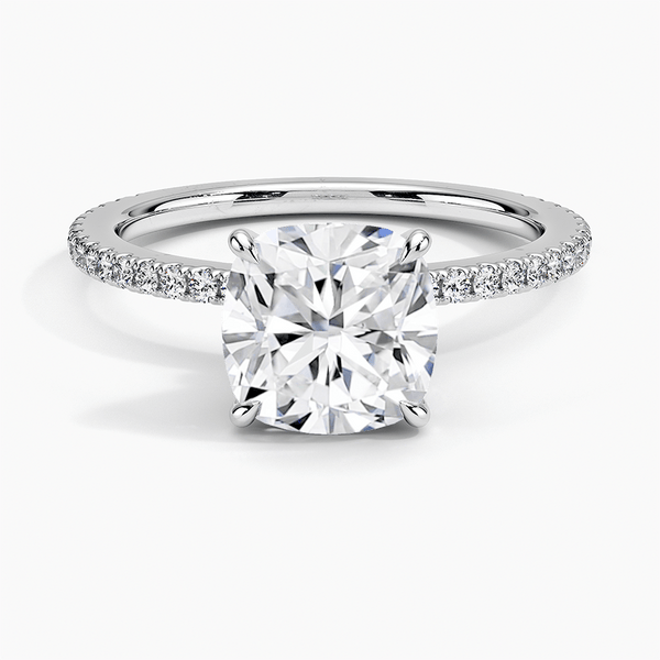 Hidden Halo Pavé Cushion Lab Diamond Engagement Ring