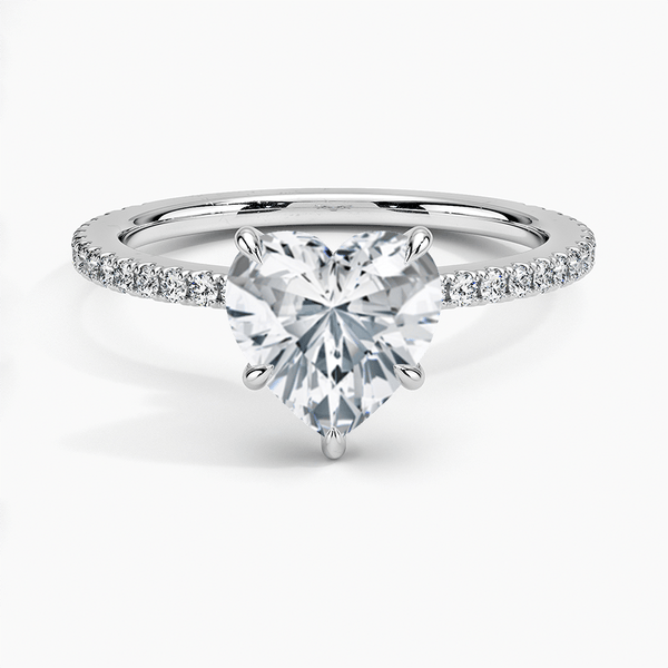 Hidden Halo Pavé Heart Lab Diamond Engagement Ring