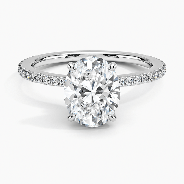 Hidden Halo Pavé Oval Lab Diamond Engagement Ring