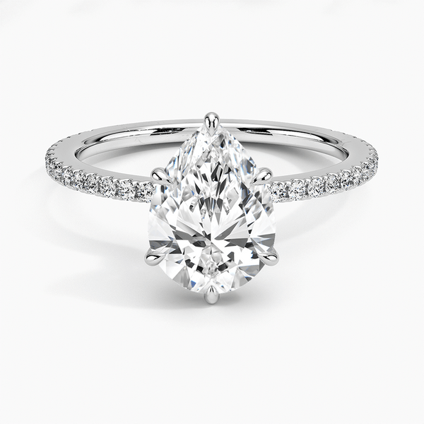 Hidden Halo Pavé Pear Lab Diamond Engagement Ring