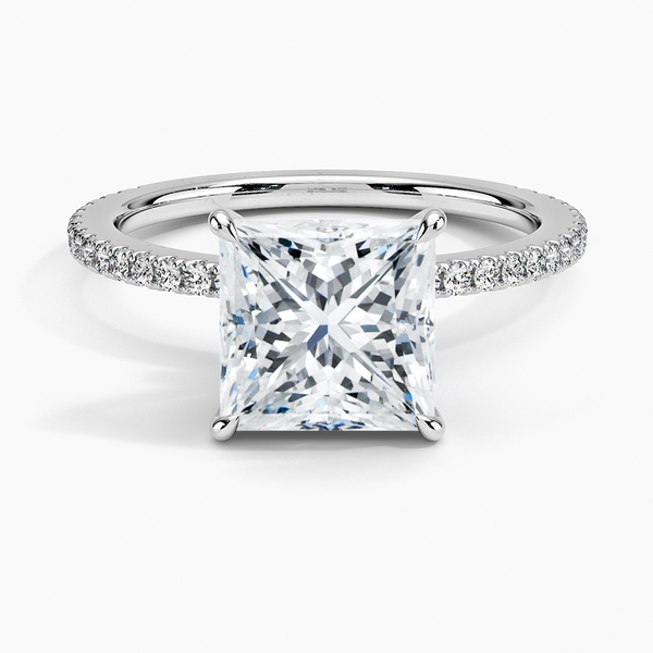 Hidden Halo Pavé Princess Lab Diamond Engagement Ring