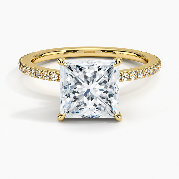 Hidden Halo Pavé Princess Lab Diamond Engagement Ring