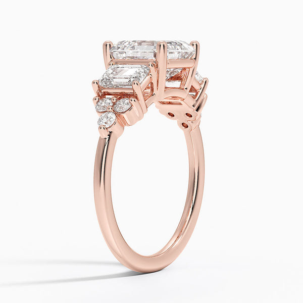 Sabrina Three Stone Asscher Lab Grown Diamond Engagement Ring