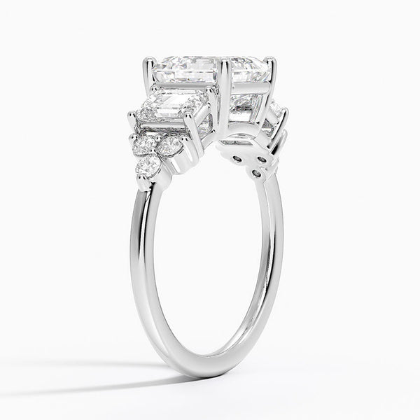 Sabrina Three Stone Asscher Lab Grown Diamond Engagement Ring