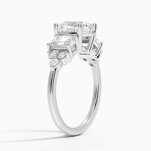 Sabrina Three Stone Cushion Lab Grown Diamond Engagement Ring
