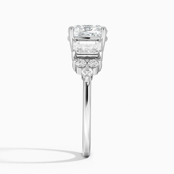 Sabrina Three Stone Cushion Lab Grown Diamond Engagement Ring