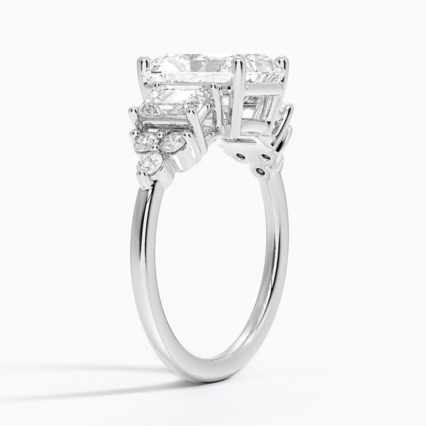 Sabrina Three Stone Radiant Lab Grown Diamond Engagement Ring