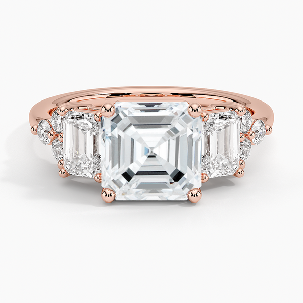 Sabrina Three Stone Asscher Lab Grown Diamond Engagement Ring