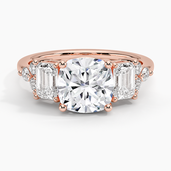 Sabrina Three Stone Cushion Lab Grown Diamond Engagement Ring