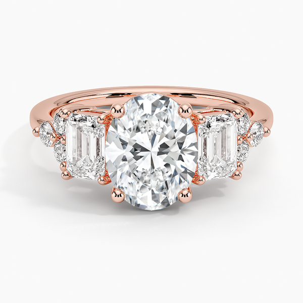 Sabrina Three Stone Oval Lab Grown Diamond Engagement Ring