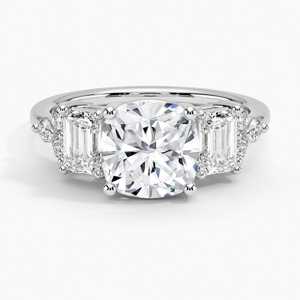 Sabrina Three Stone Cushion Lab Grown Diamond Engagement Ring
