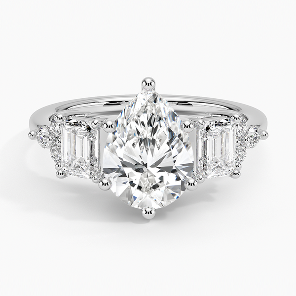Sabrina Three Stone Pear Lab Grown Diamond Engagement Ring