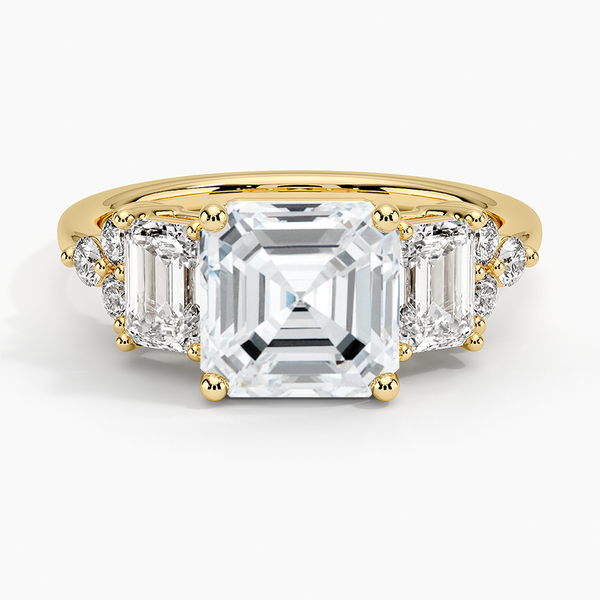 Sabrina Three Stone Asscher Lab Grown Diamond Engagement Ring