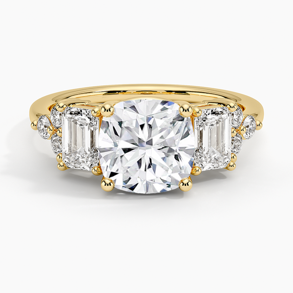 Sabrina Three Stone Cushion Lab Grown Diamond Engagement Ring
