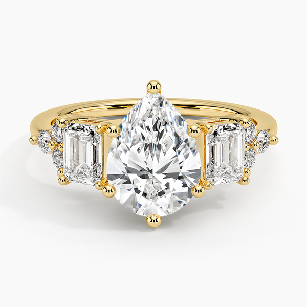 Sabrina Three Stone Pear Lab Grown Diamond Engagement Ring