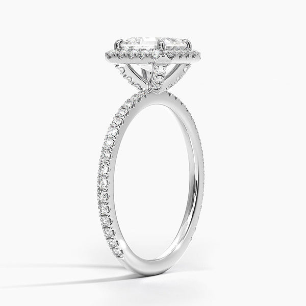 Sunflower Halo Pavé Asscher Lab Diamond Engagement Ring