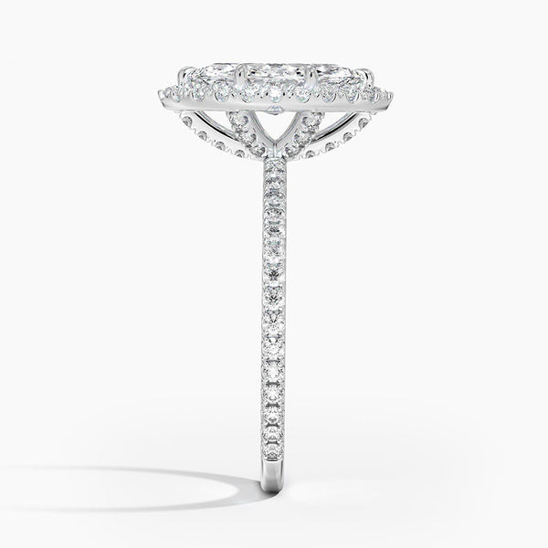 Sunflower Halo Pavé Marquise Lab Diamond Engagement Ring