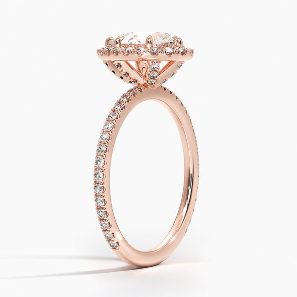 Sunflower Halo Pavé Pear Lab Diamond Engagement Ring