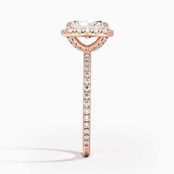 Sunflower Halo Pavé Radiant Lab Diamond Engagement Ring