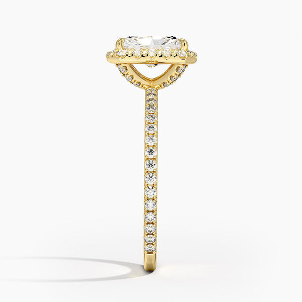 Sunflower Halo Pavé Radiant Lab Diamond Engagement Ring