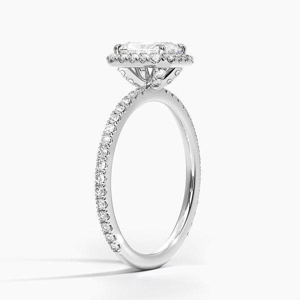Sunflower Halo Pavé Radiant Lab Diamond Engagement Ring