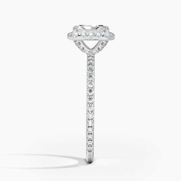 Sunflower Halo Pavé Radiant Lab Diamond Engagement Ring