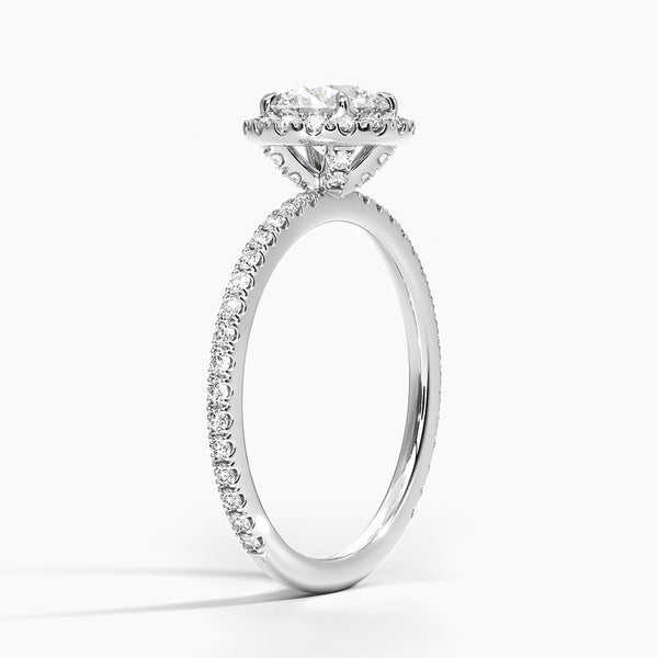 Sunflower Halo Pavé Round Lab Diamond Engagement Ring