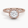 Sunflower Halo Pavé Cushion Lab Diamond Engagement Ring
