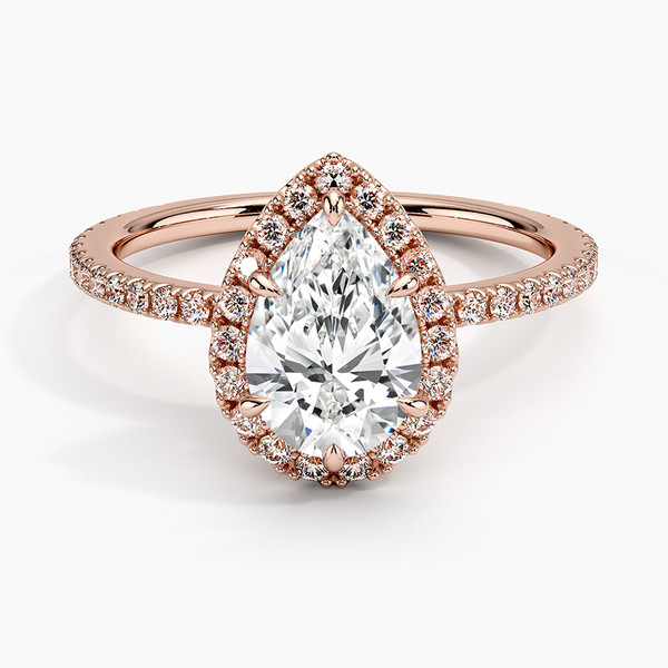 Sunflower Halo Pavé Pear Lab Diamond Engagement Ring