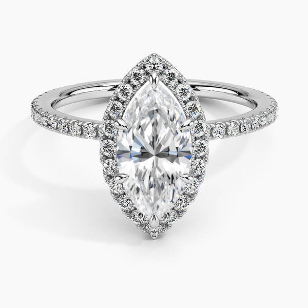 Sunflower Halo Pavé Marquise Lab Diamond Engagement Ring