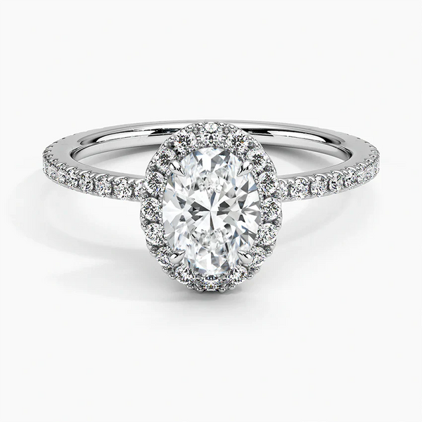 Sunflower Halo Pavé Oval Lab Diamond Engagement Ring