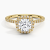 Sunflower Halo Pavé Cushion Lab Diamond Engagement Ring