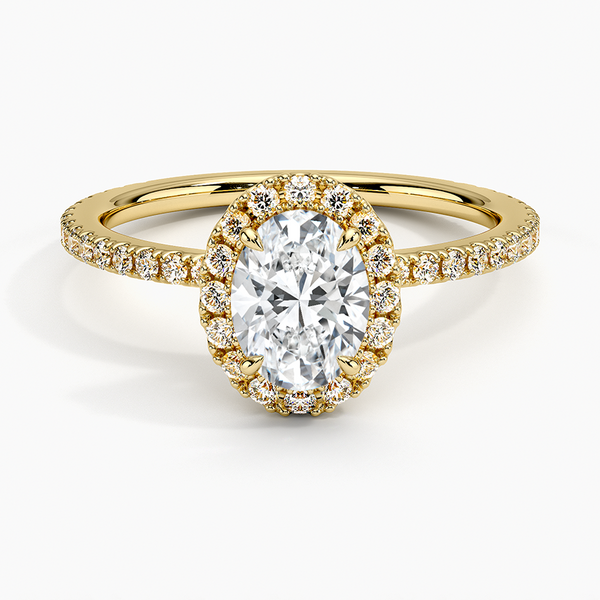 Sunflower Halo Pavé Oval Lab Diamond Engagement Ring