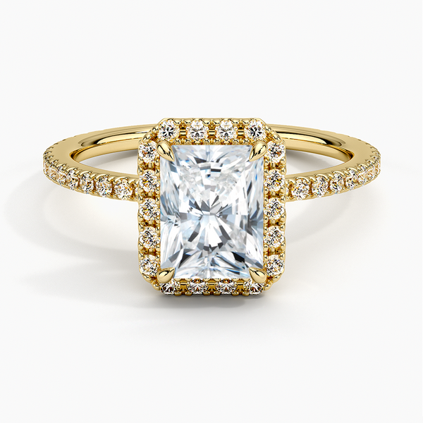 Sunflower Halo Pavé Radiant Lab Diamond Engagement Ring