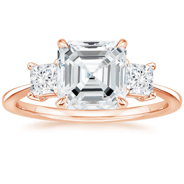 Triplets Asscher Lab Grown Diamond Engagement Ring