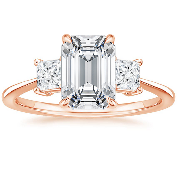 Triplets Emerald Lab Grown Diamond Engagement Ring